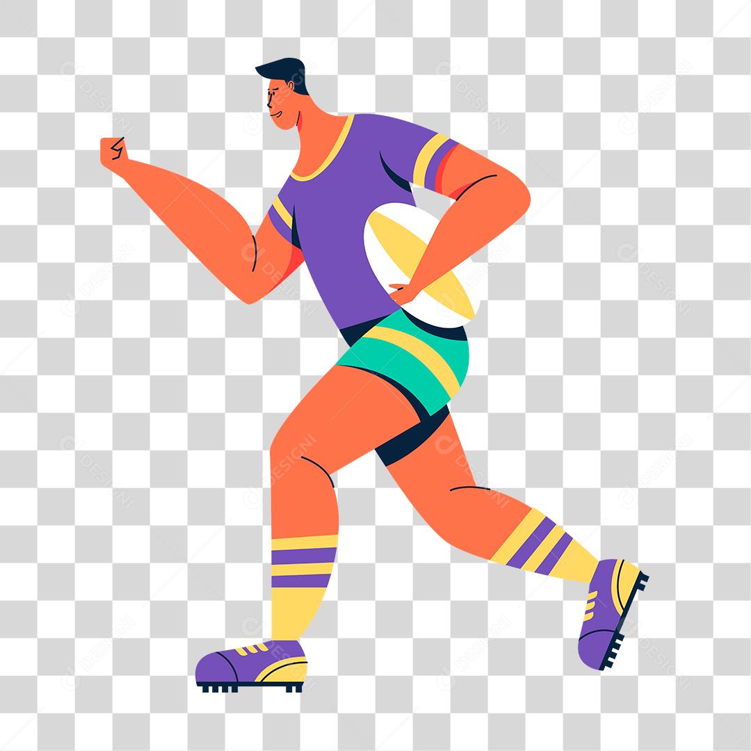 Desenho homem praticando esporte futebol americano