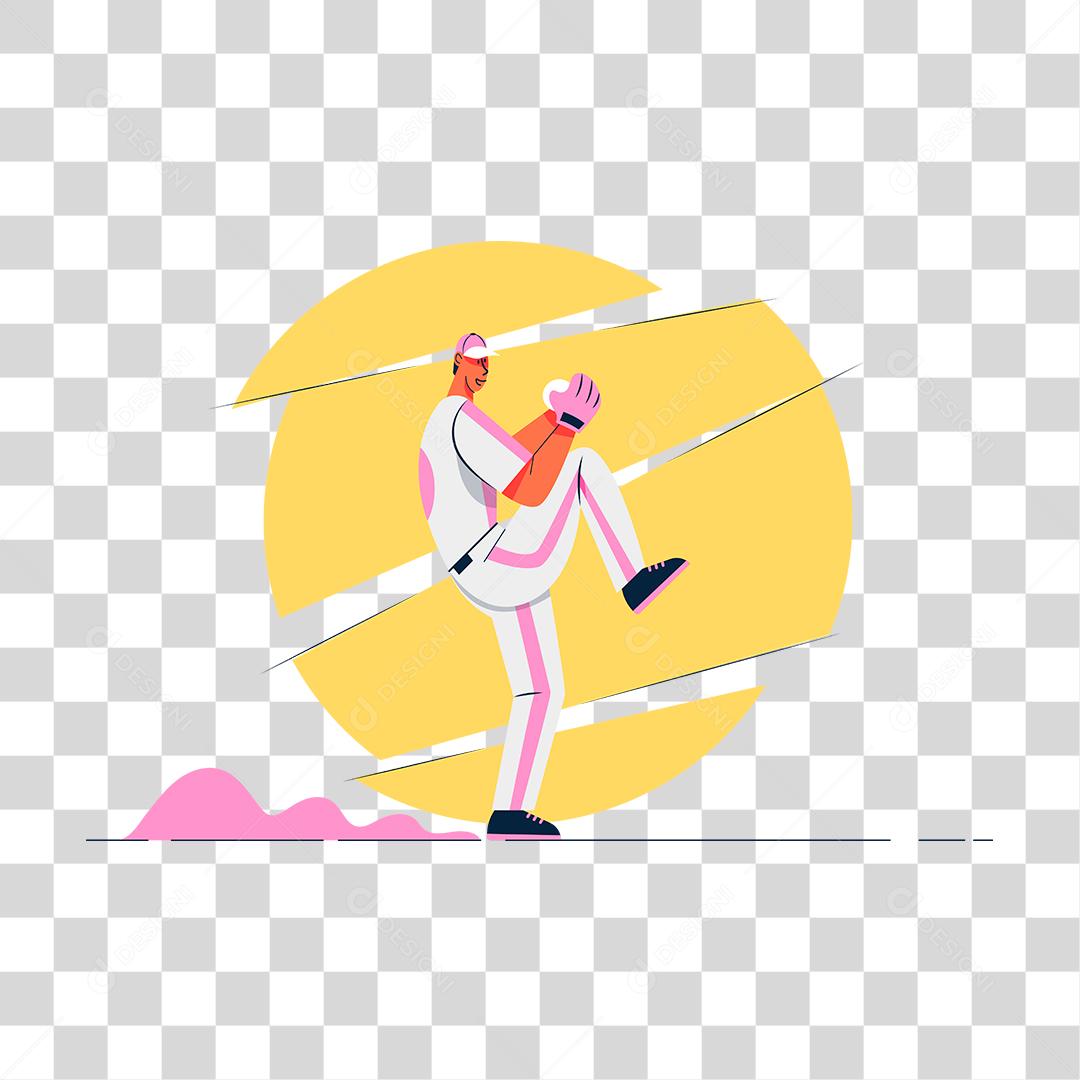 Desenho de homem praticando esporte beisebol