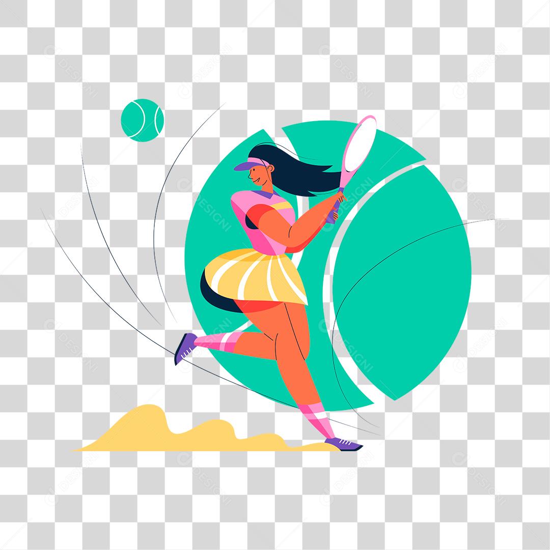 Desenho de mulher praticando esporte tenis