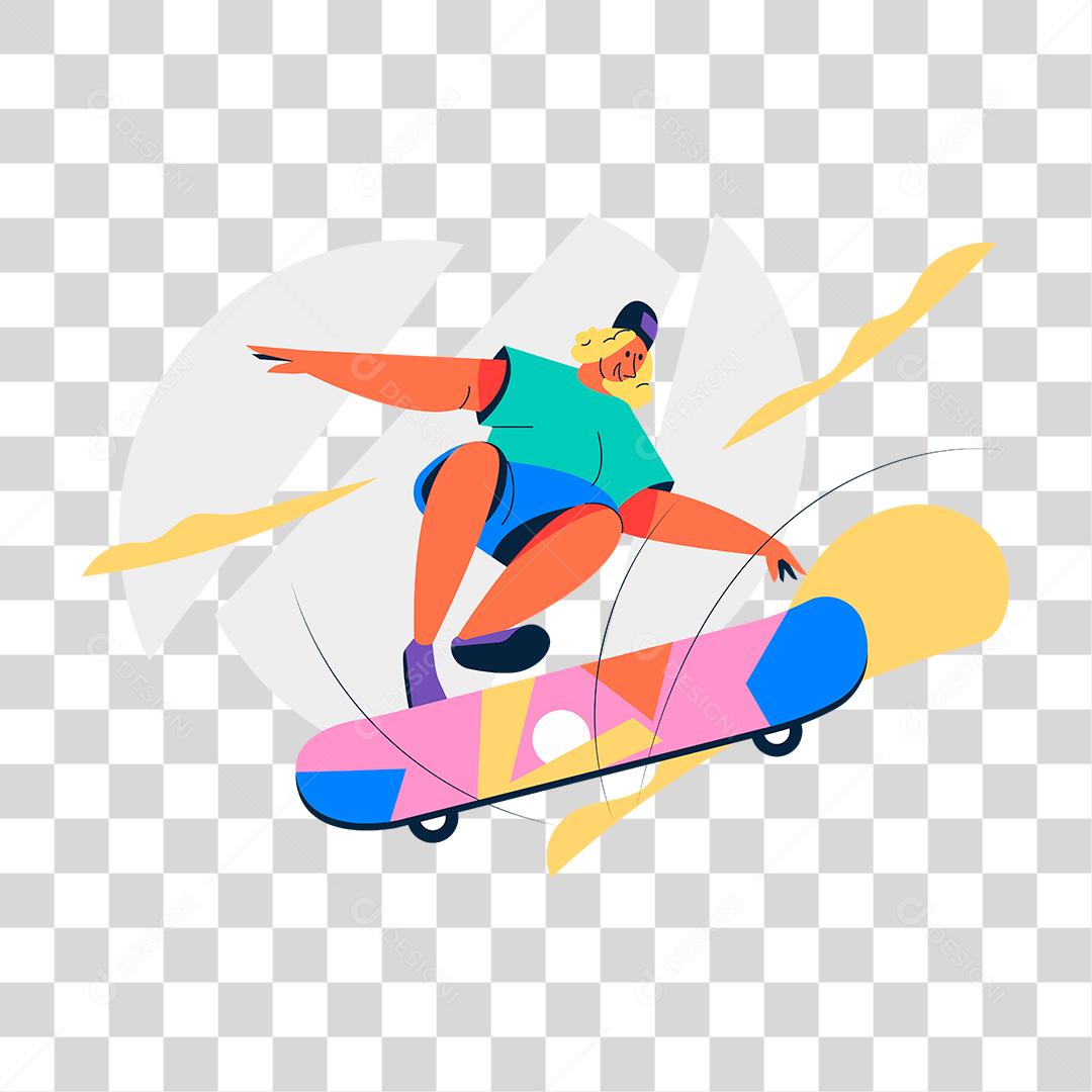 Desenho de homem skatista skate