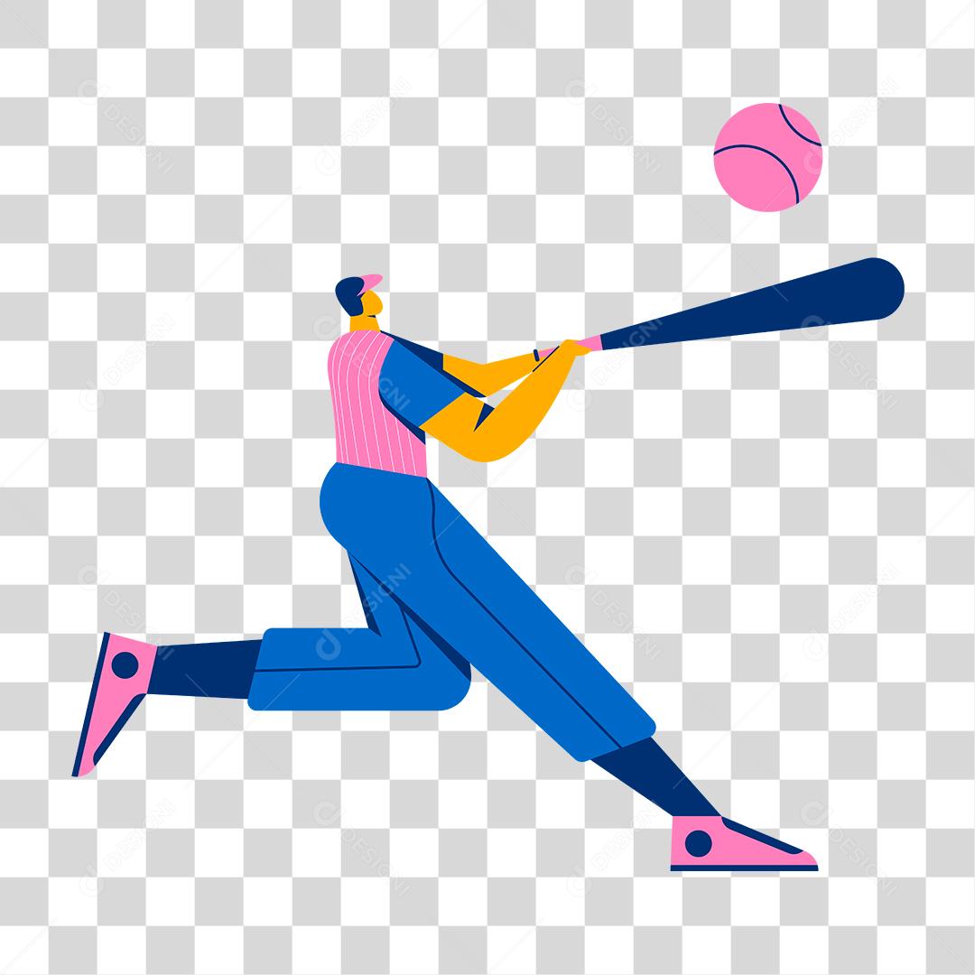 Desenho de homem praticando esporte beisebol