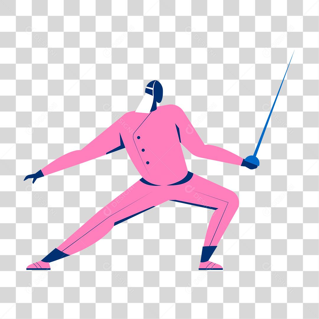 Desenho de homem praticando esgrima esporte