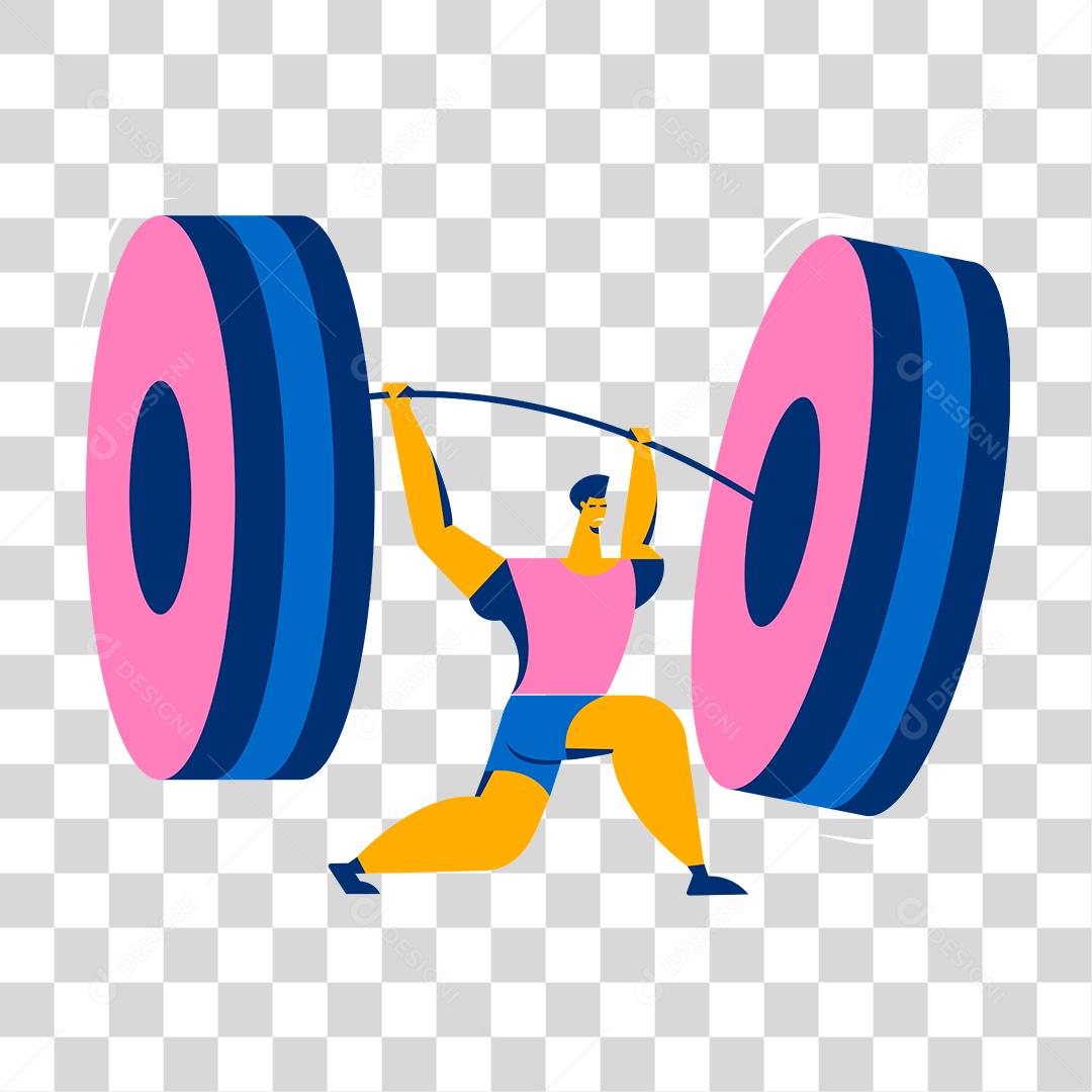 Desenho de homem praticando levantamentos de pesos