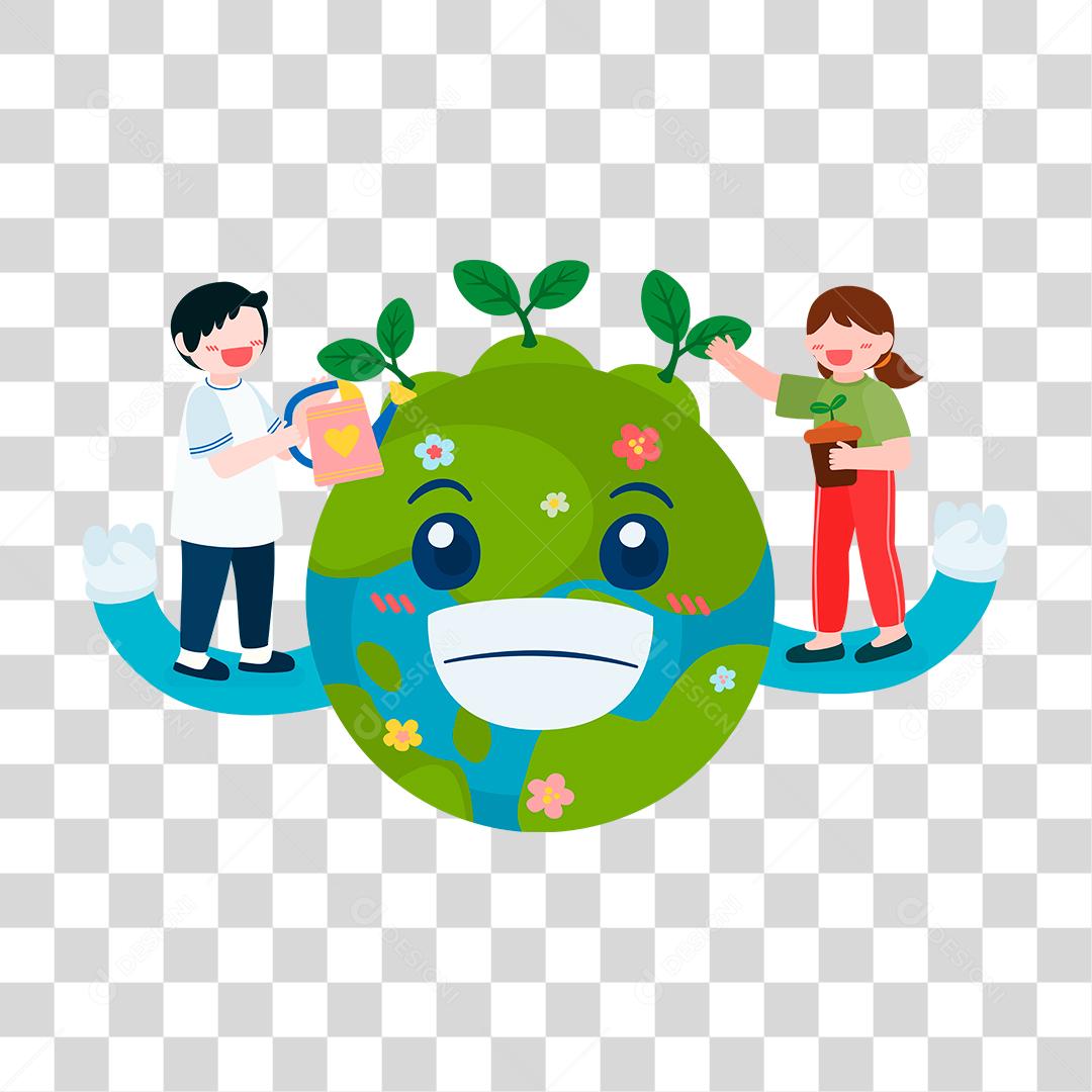 Desenhos de pessoas conceito salvando o mundo natureza plantando