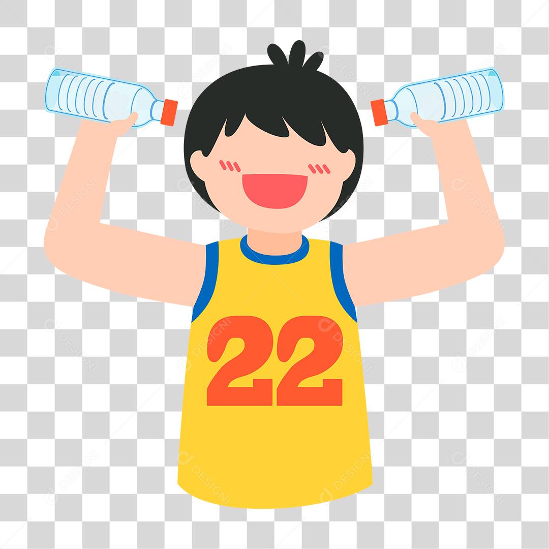 Desenho de Menino dando garrada de aguas para pessoas