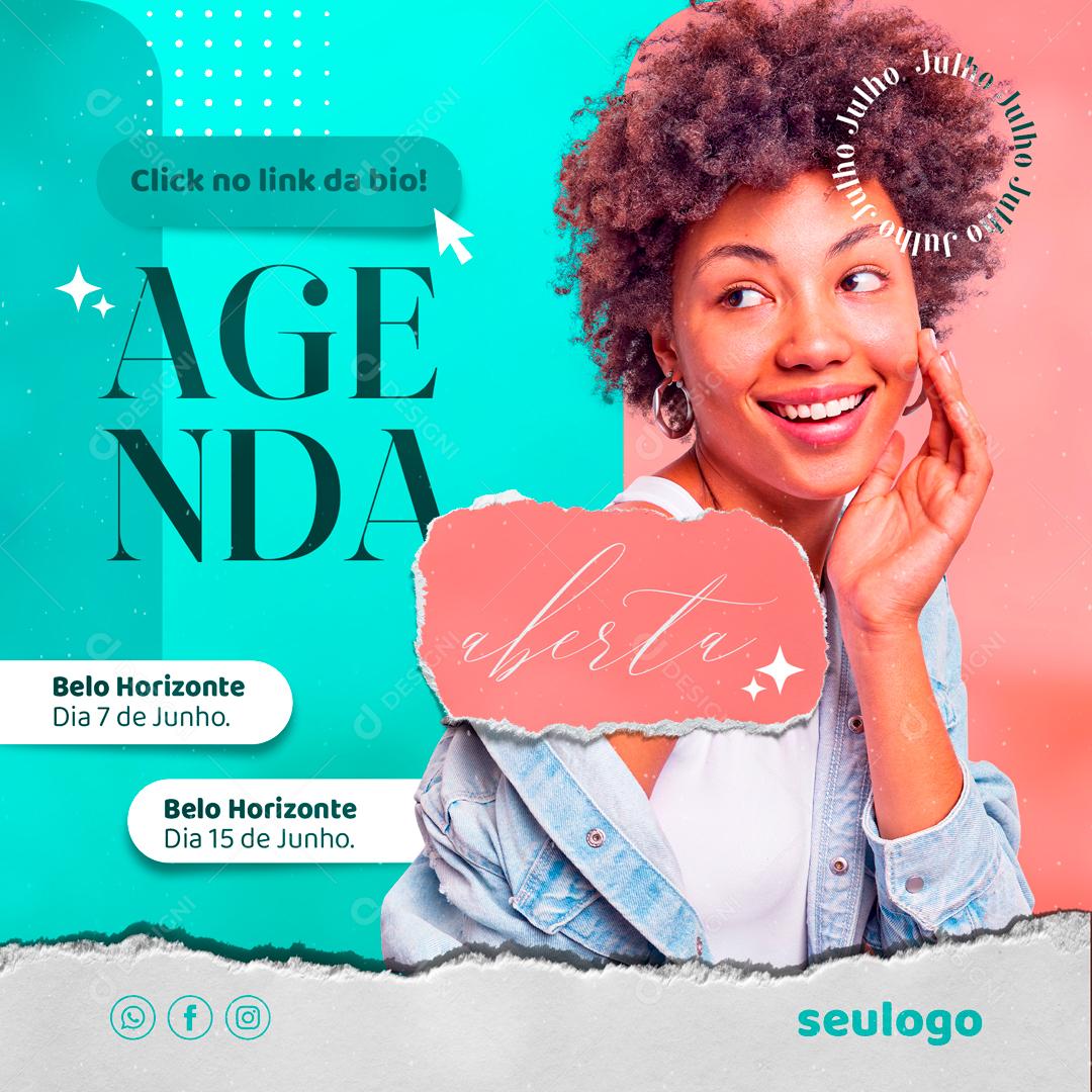 Agenda Aberta Clinicas De Beleza Social Media PSD Editável