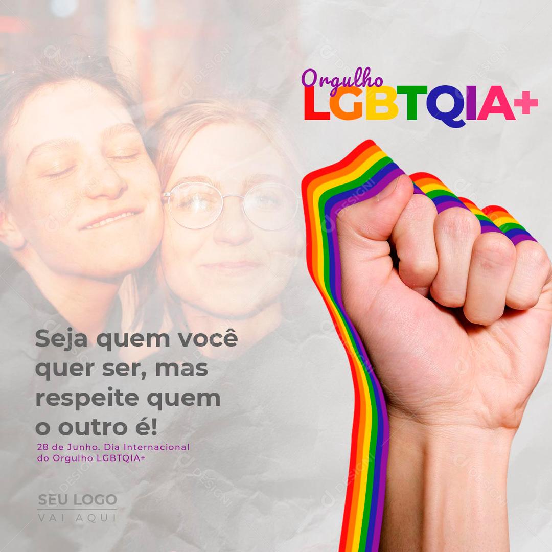 A Luta é Pelo Direito De Amar Dia 28 De Junho Dia Internacional do Orgulho LGBT Social Media PSD Editável