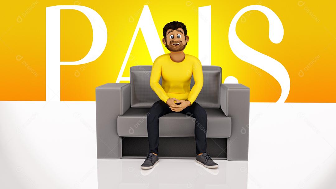 Background Homem Sentado Em Sofá Cinza Dia Dos Pais