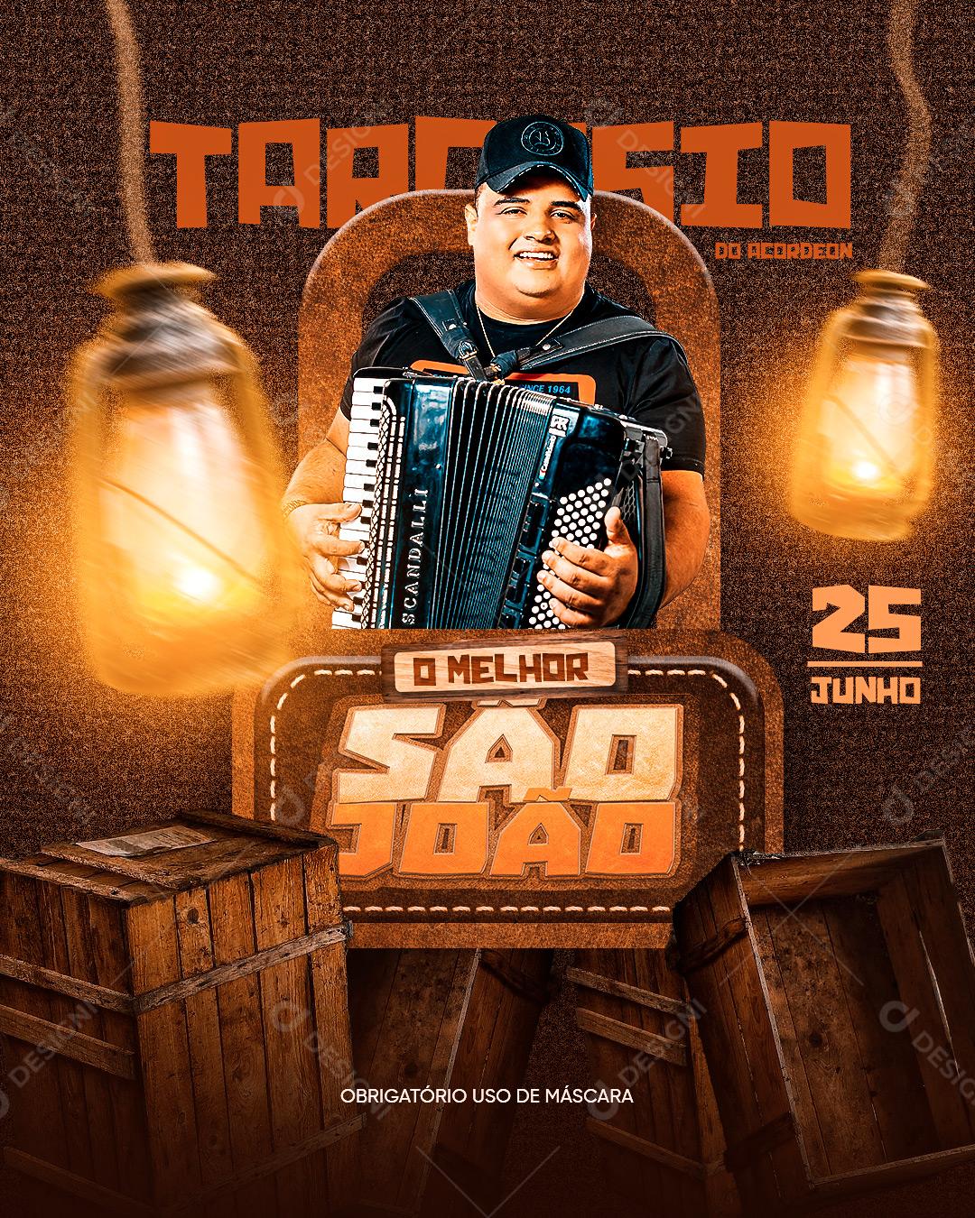 Flyer São João Show Tarcísio do Acordeon Social Media PSD Editável