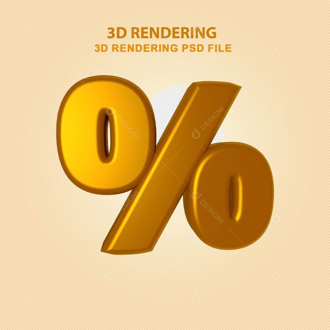 Porcentagem 3D Dourado Elemento Para Composição PSD
