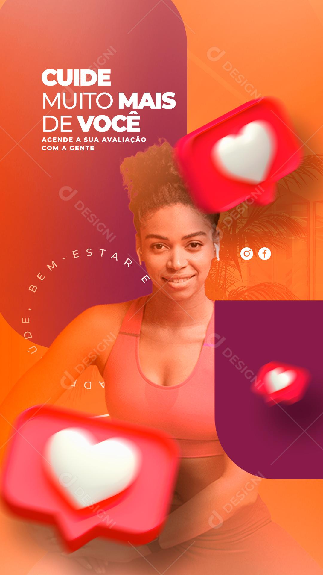 Story Cuide muito mais de você Clínica Esportiva Social Media PSD Editável