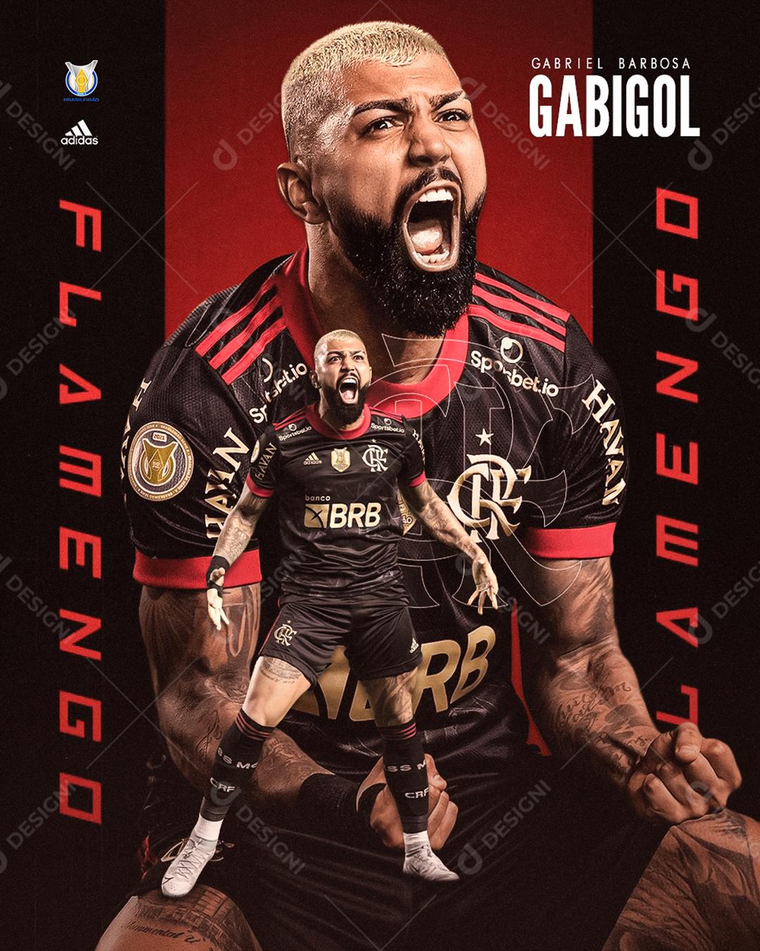 Flyer Story Jogador de Futebol Gabigol Social Media PSD Editável