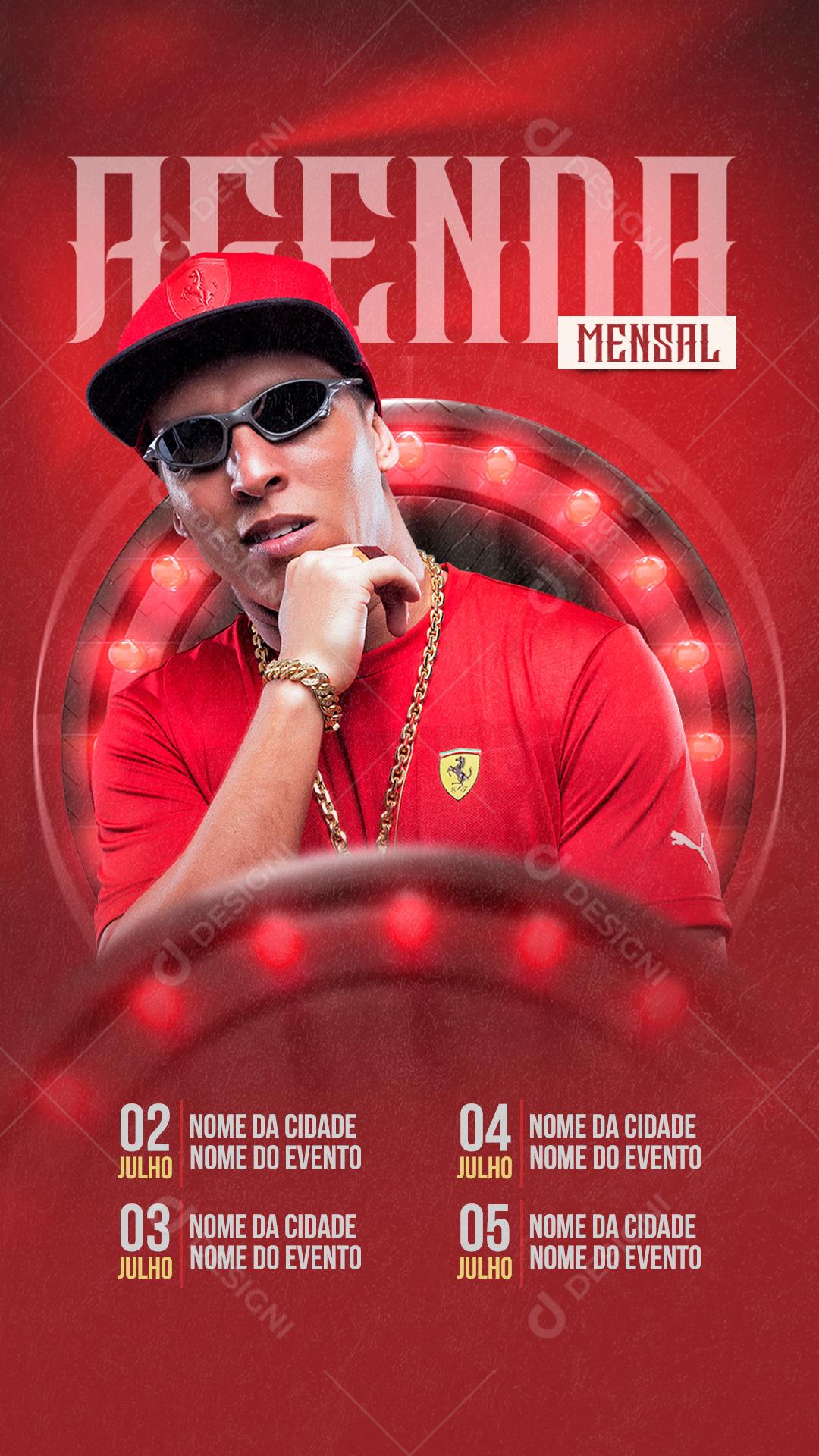 Story Agenda Mensal MC Boy do Charmes Flyer Social Media PSD Editável