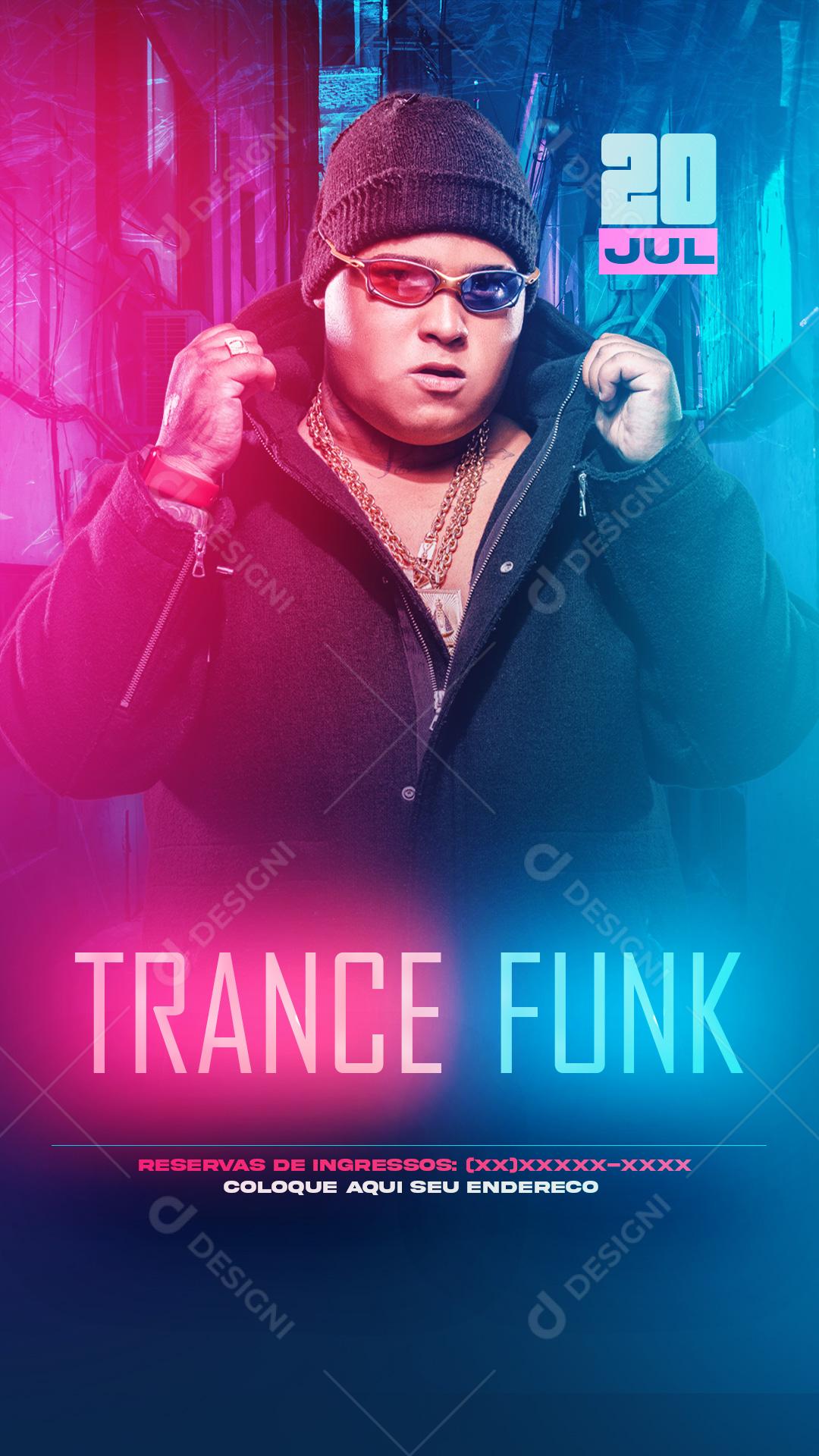 Story Trance Funk Agenda Mc Ryan Flyer Social Media PSD Editável