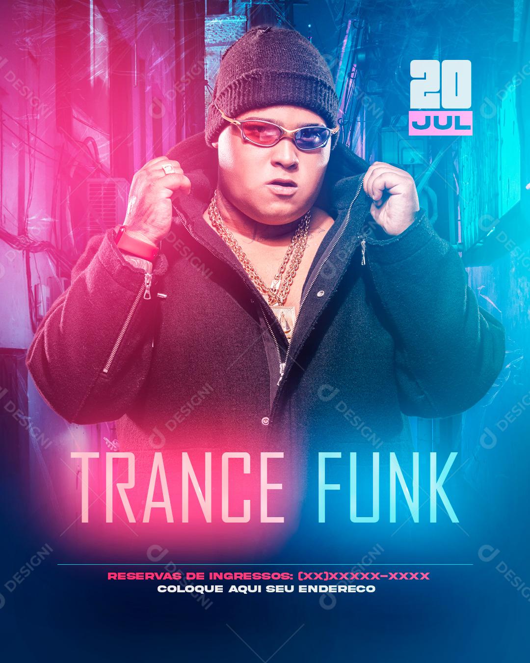 Social Media Trance Funk Agenda Mc Ryan Flyer PSD Editável