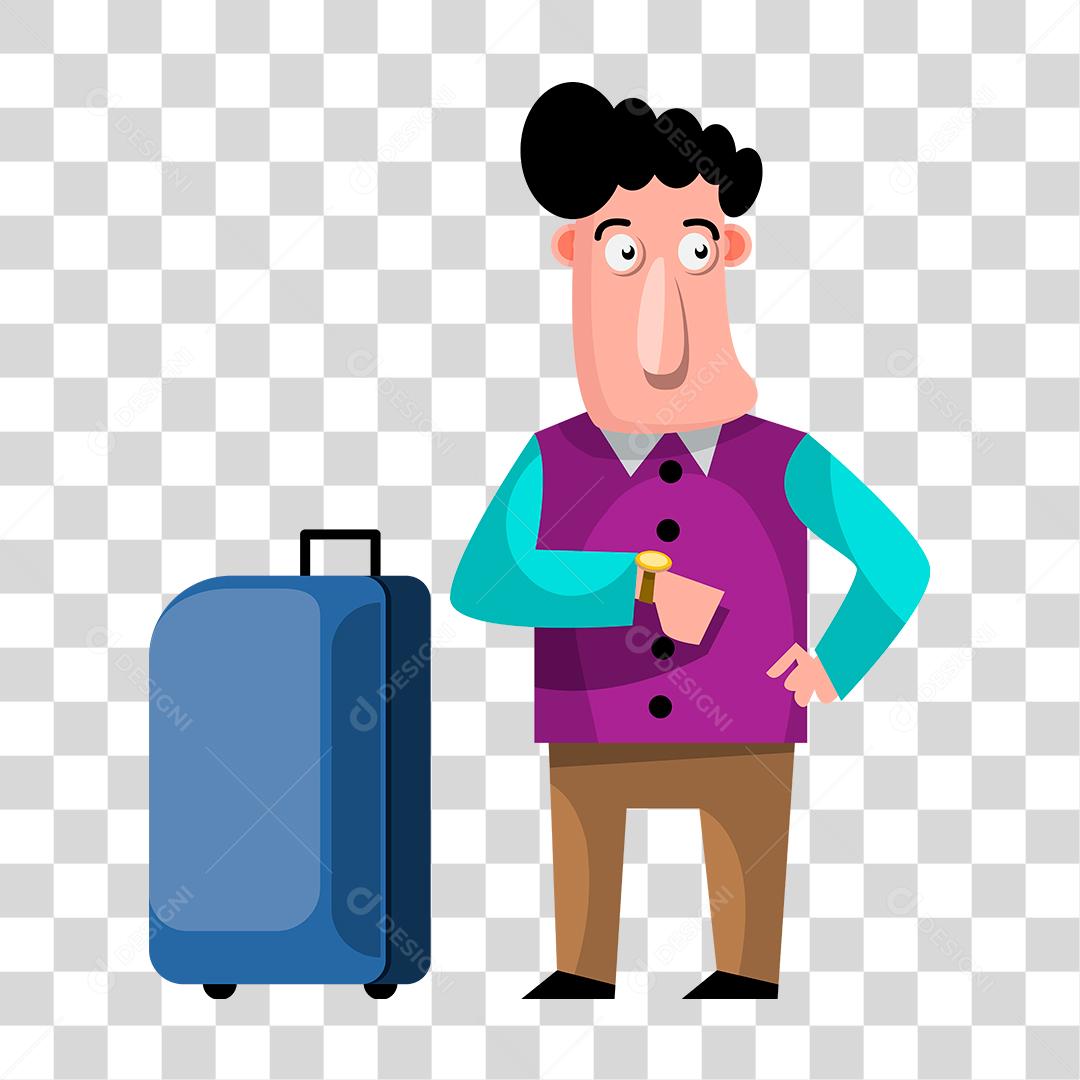 Desenho de homem preparando para viajar