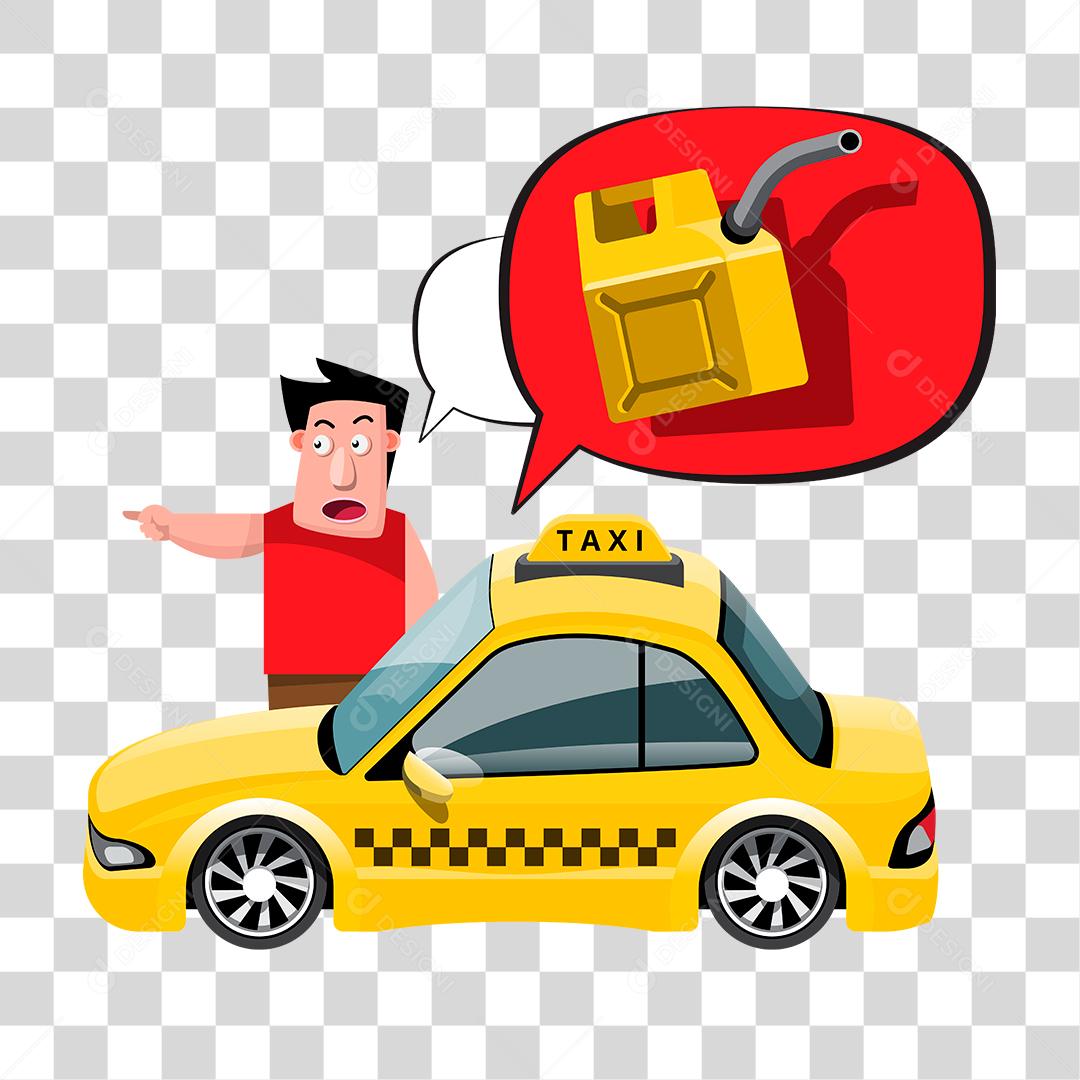 Desenho de homem dando informaçao para um taxi posto gasolina