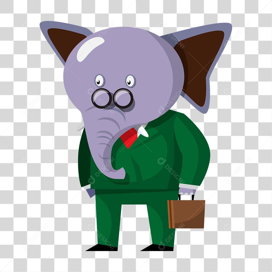 Desenho de elefante animal segurando mala