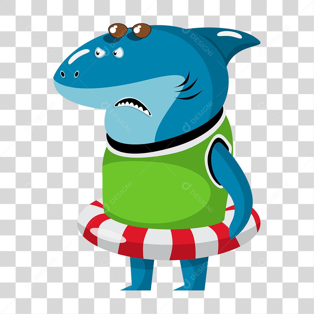 Desenho de tubarao segurando boia