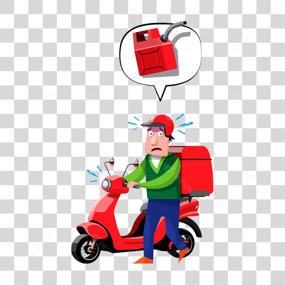 Desenho de entregador sem gasolina