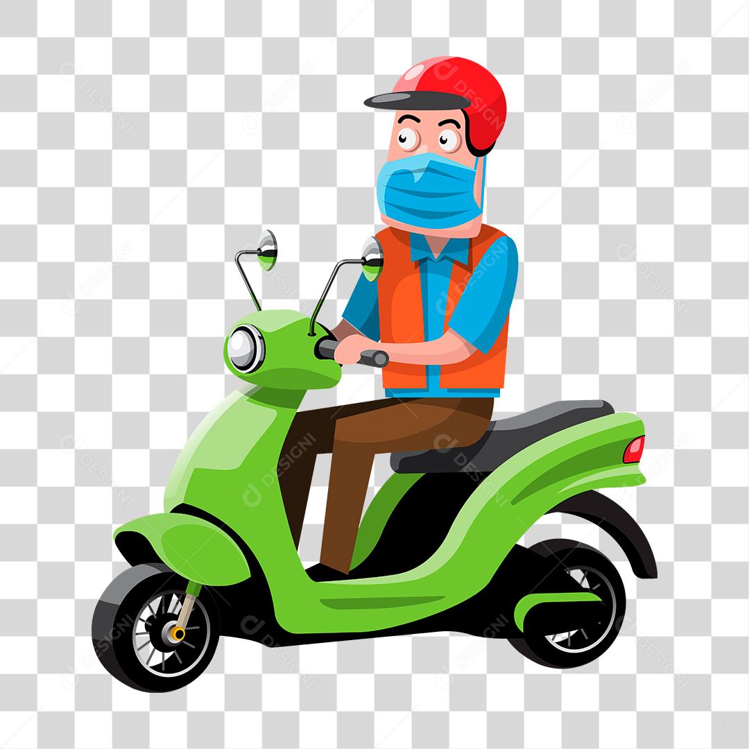 Desenho de Homem andando moto