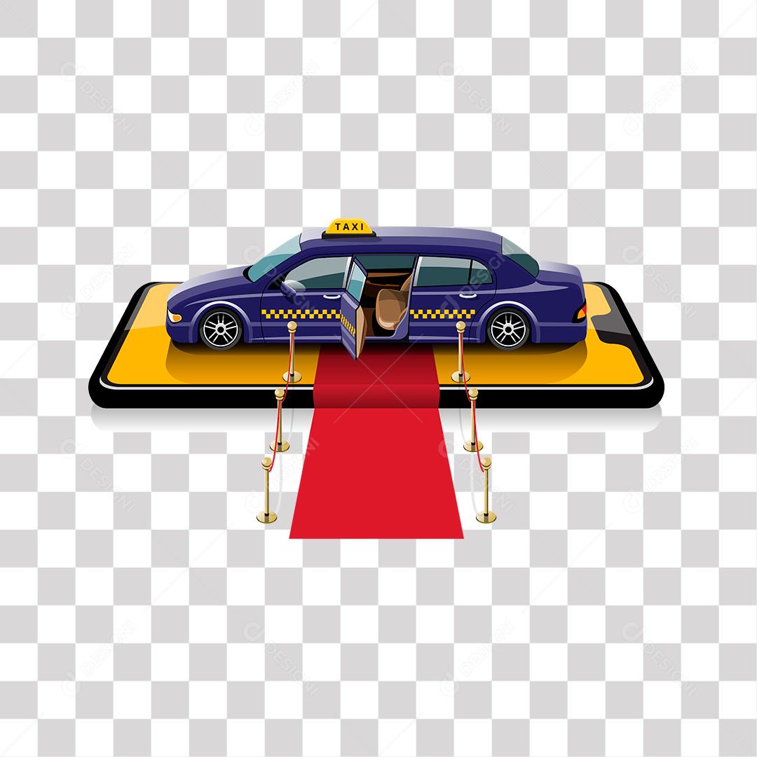 desenho de taxi limousine sobre celular imagem 3D