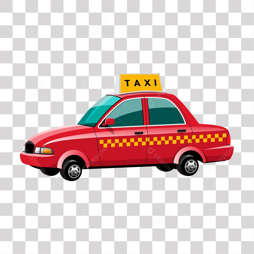 desenho de taxi vermelho com faixa amarela