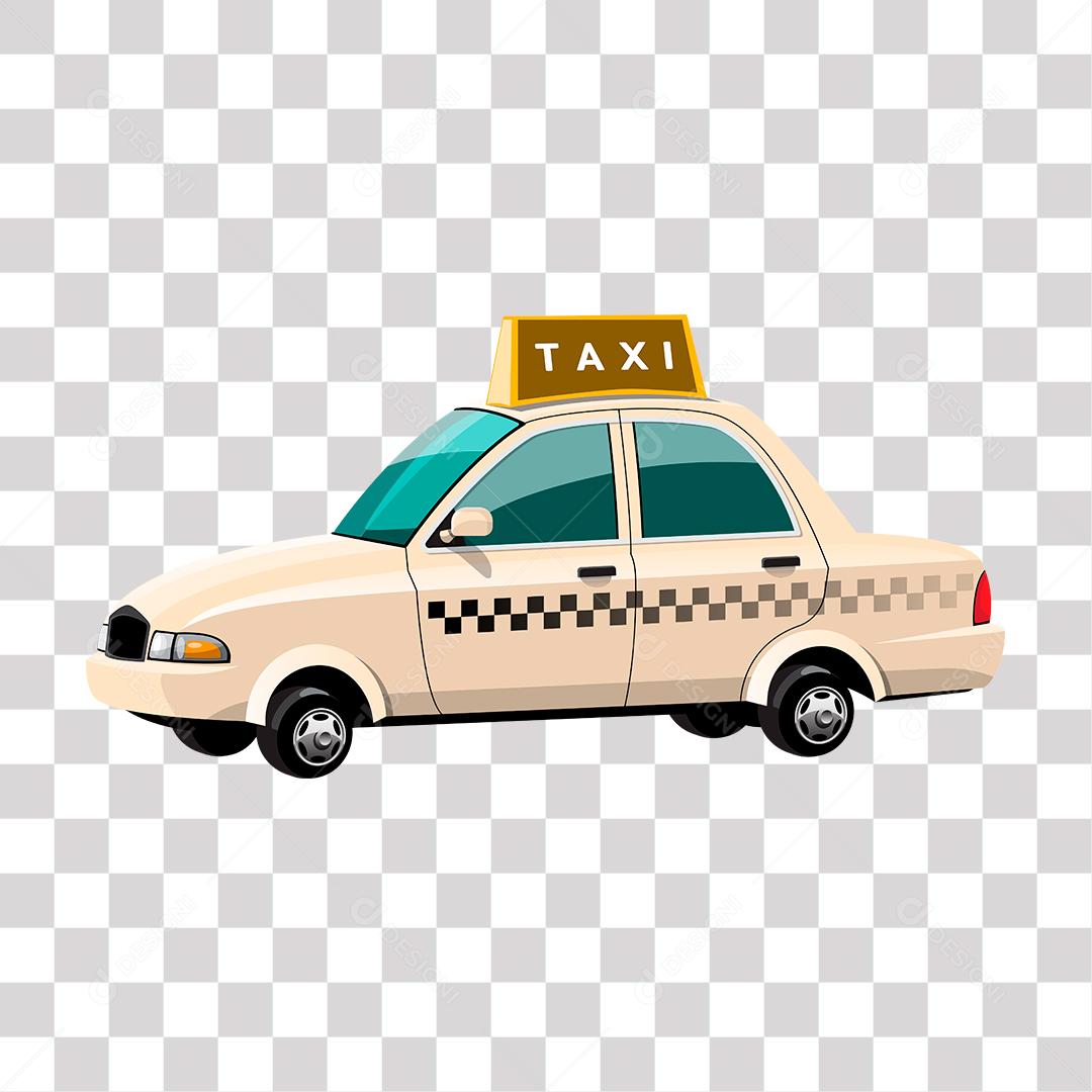 desenho de  taxi branco rosé com faixas pretas