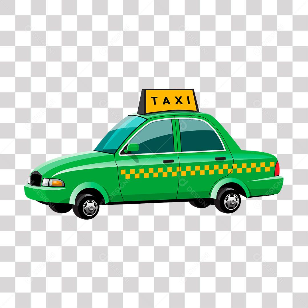 desenho de taxi verde  com faixas amarelas