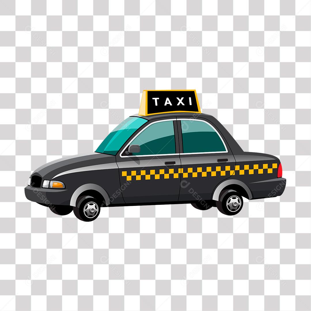 black taxi cartoon with yellow stripes