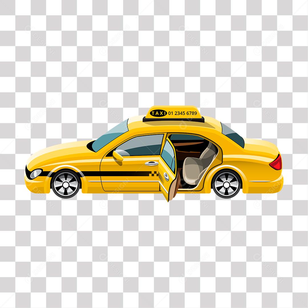 desenho de taxi amarelo com faixas pretas rebaixado