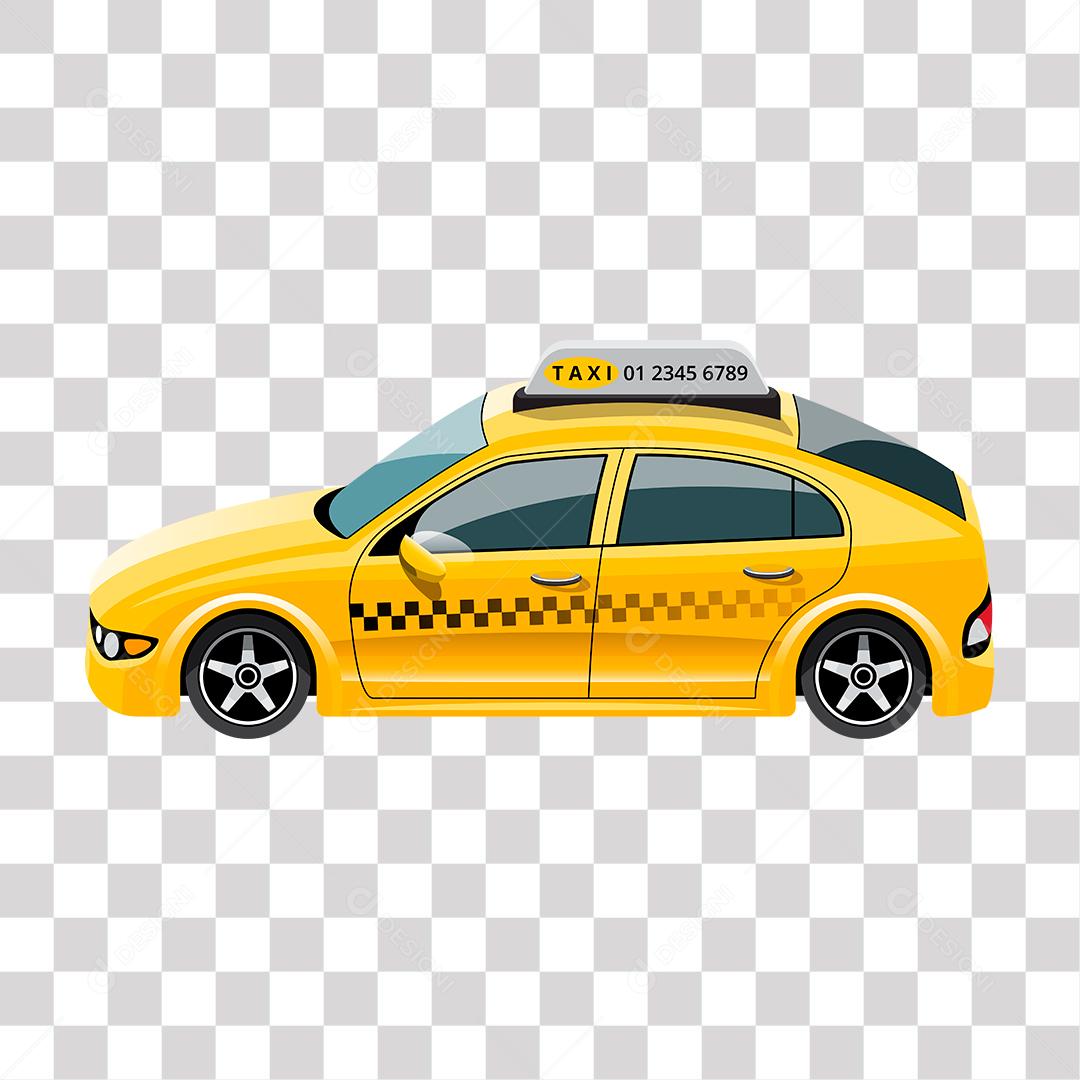 desenho de taxi amarelo com faixas pretas