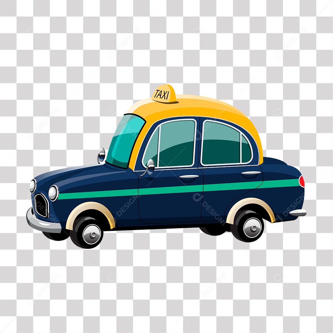 desenho de taxi azul com amarelo de faixas