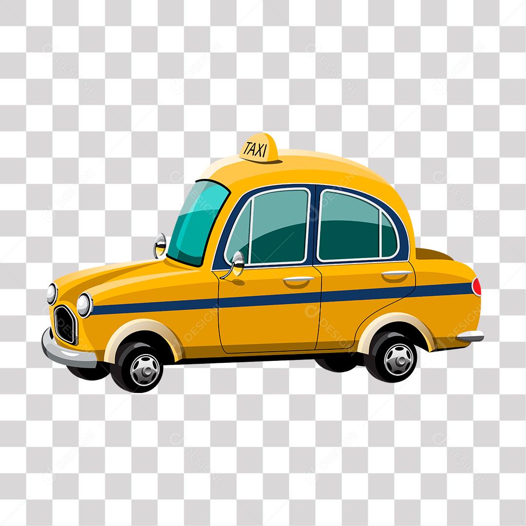 desenho de taxi amarelo com faixa azul
