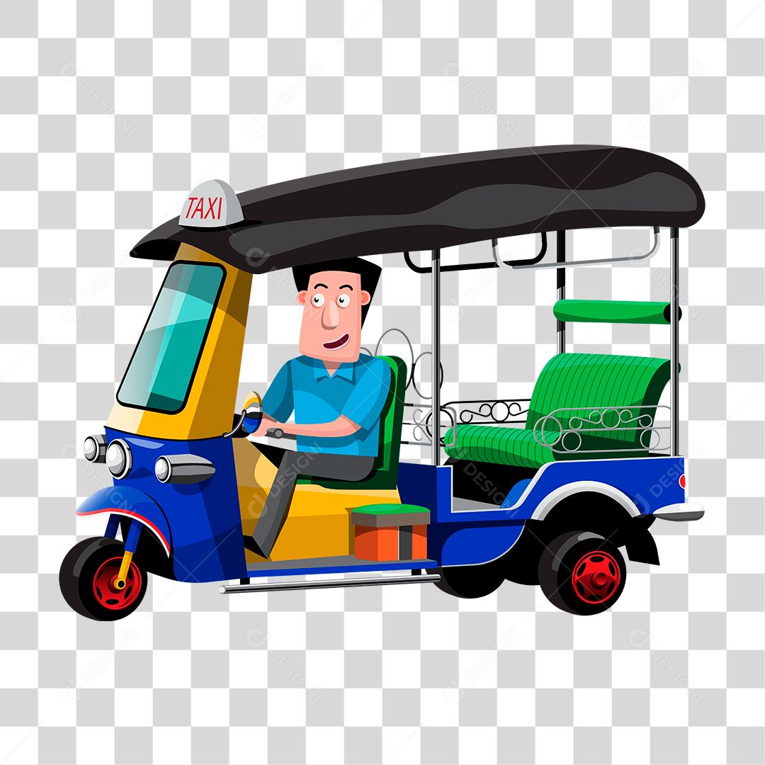 Desenho de pessoa andando tuk tuk