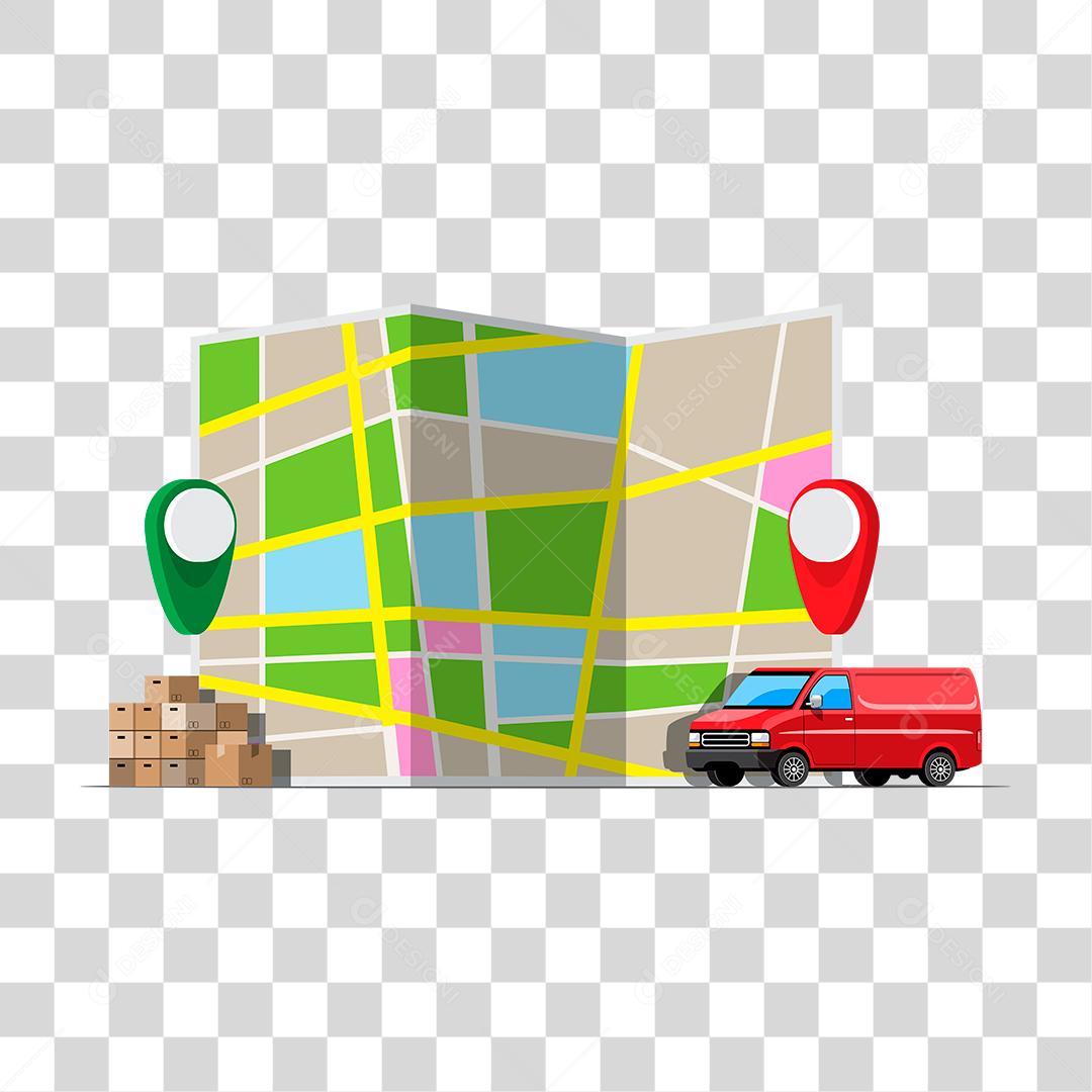 Desenho de correios fazendo entregas caixas encomendas