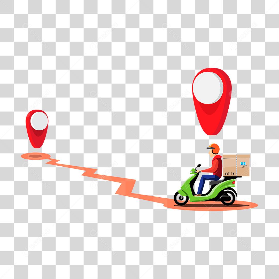 Desenho de pessoa fazendo entregas motos mercado