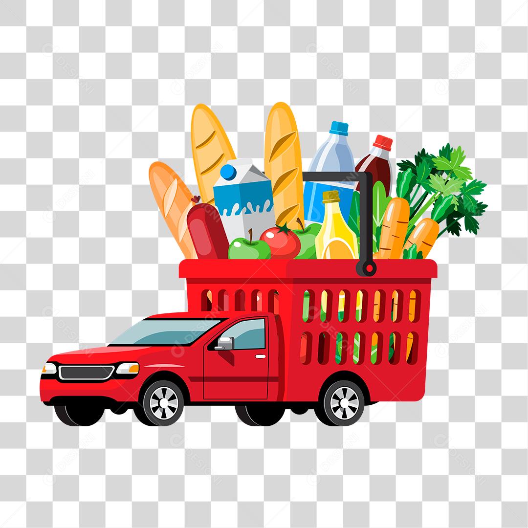 Desenho de carro compras mercados