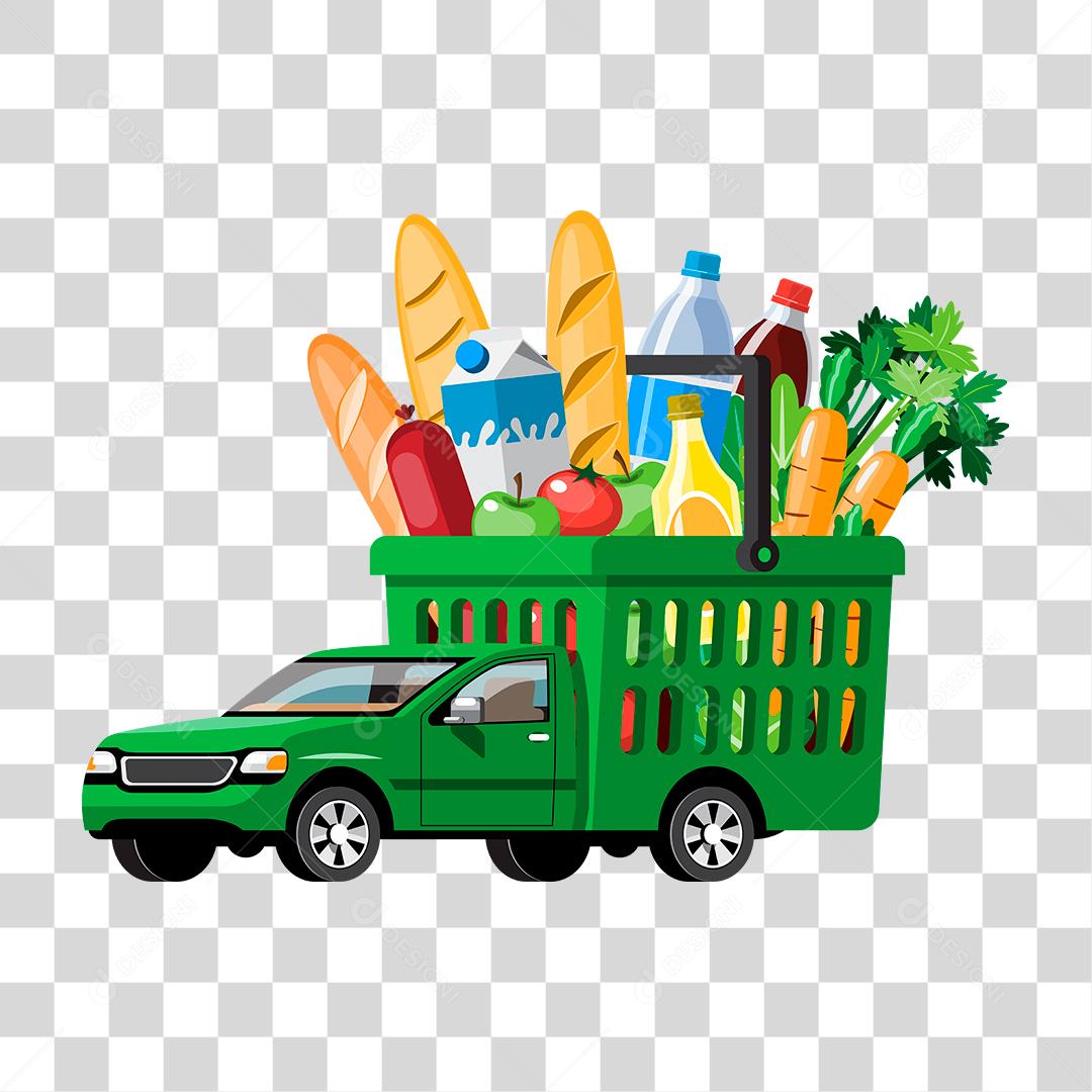 Desenho de pessoa fazendo entregas mercado