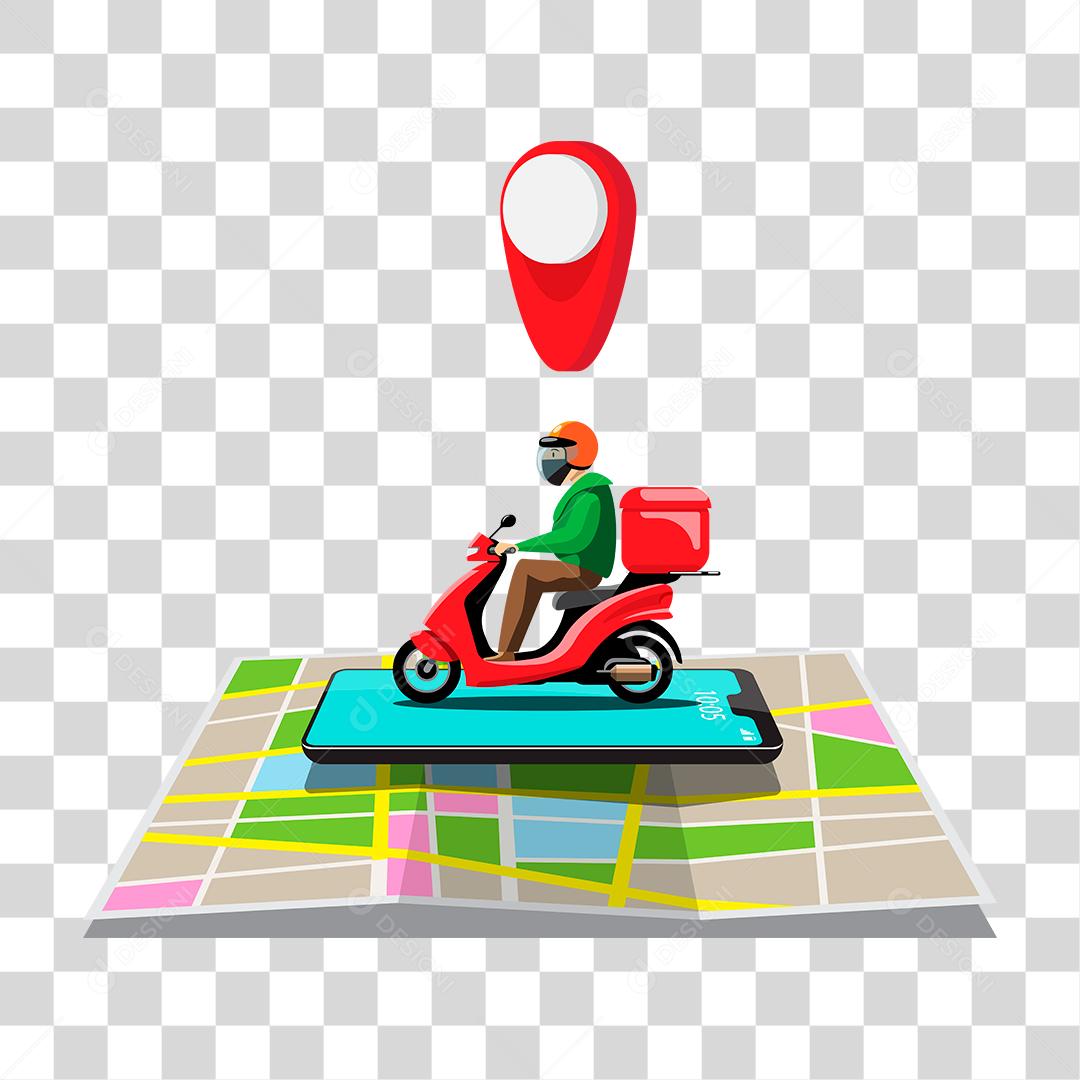 Desenho de motoboy localizaçao gps