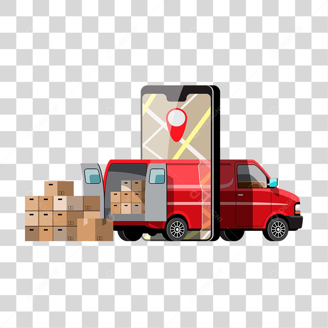 Desenho de carro entregas caminhao