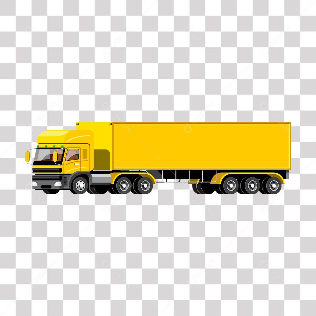 desenho  de caminhão bau de transporte  amarelo