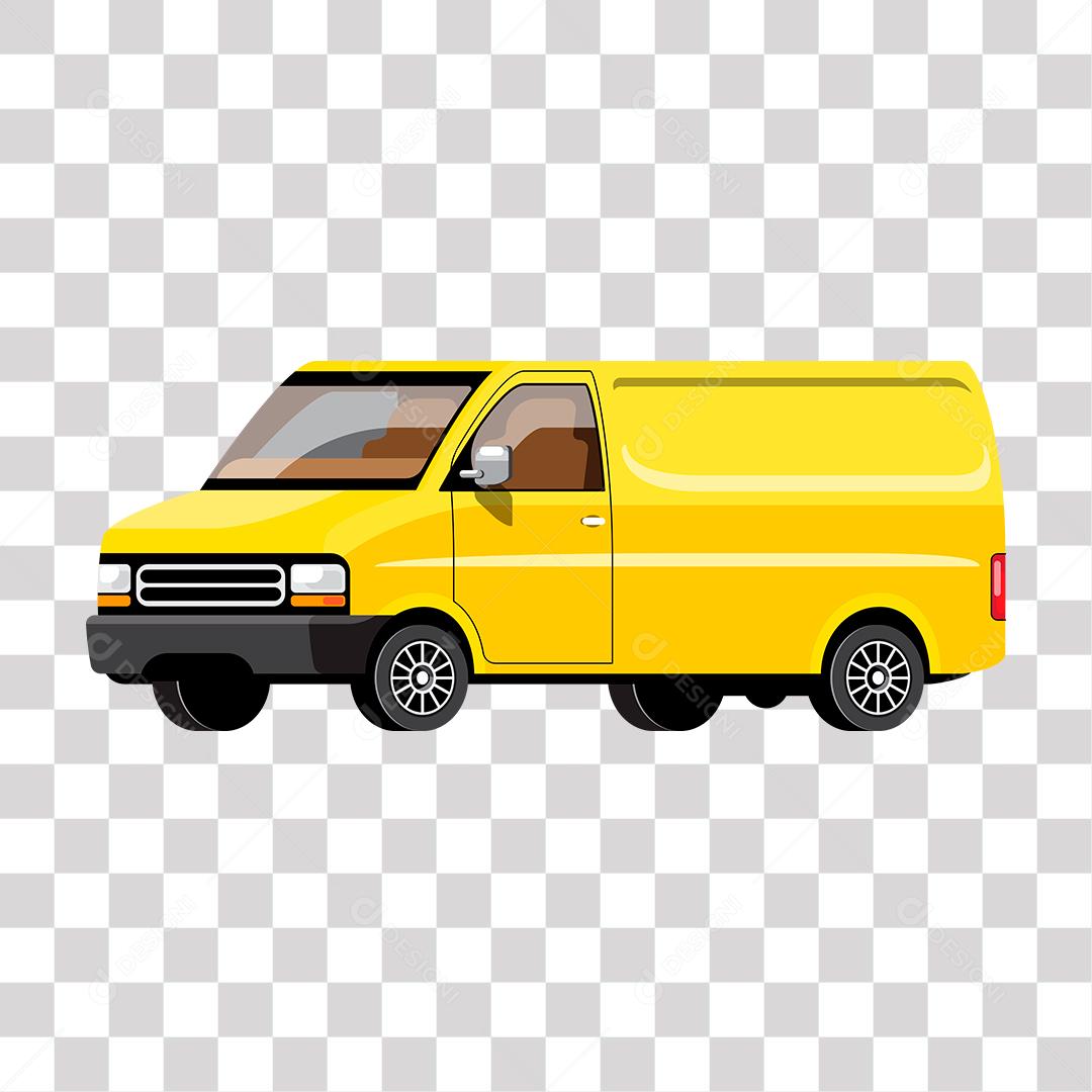 desenho de van de transporte  amarela