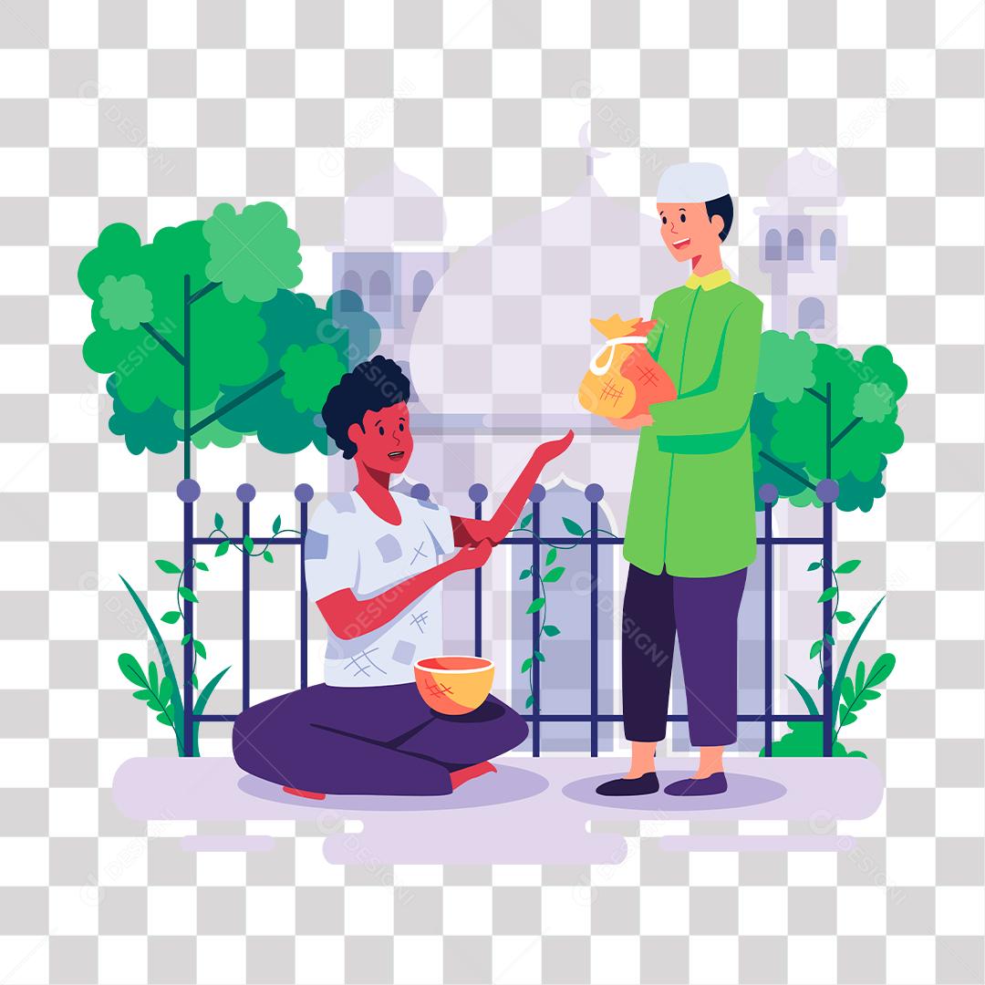 desenho de homem ajudando mulher moradora de rua