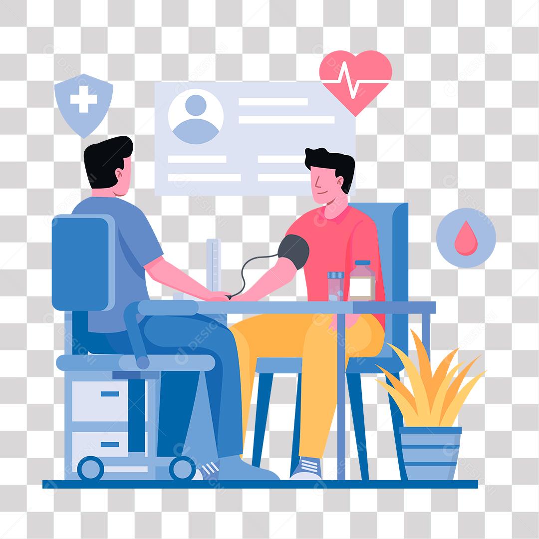 desenho de doutor fazendo consulta medica  em paciente