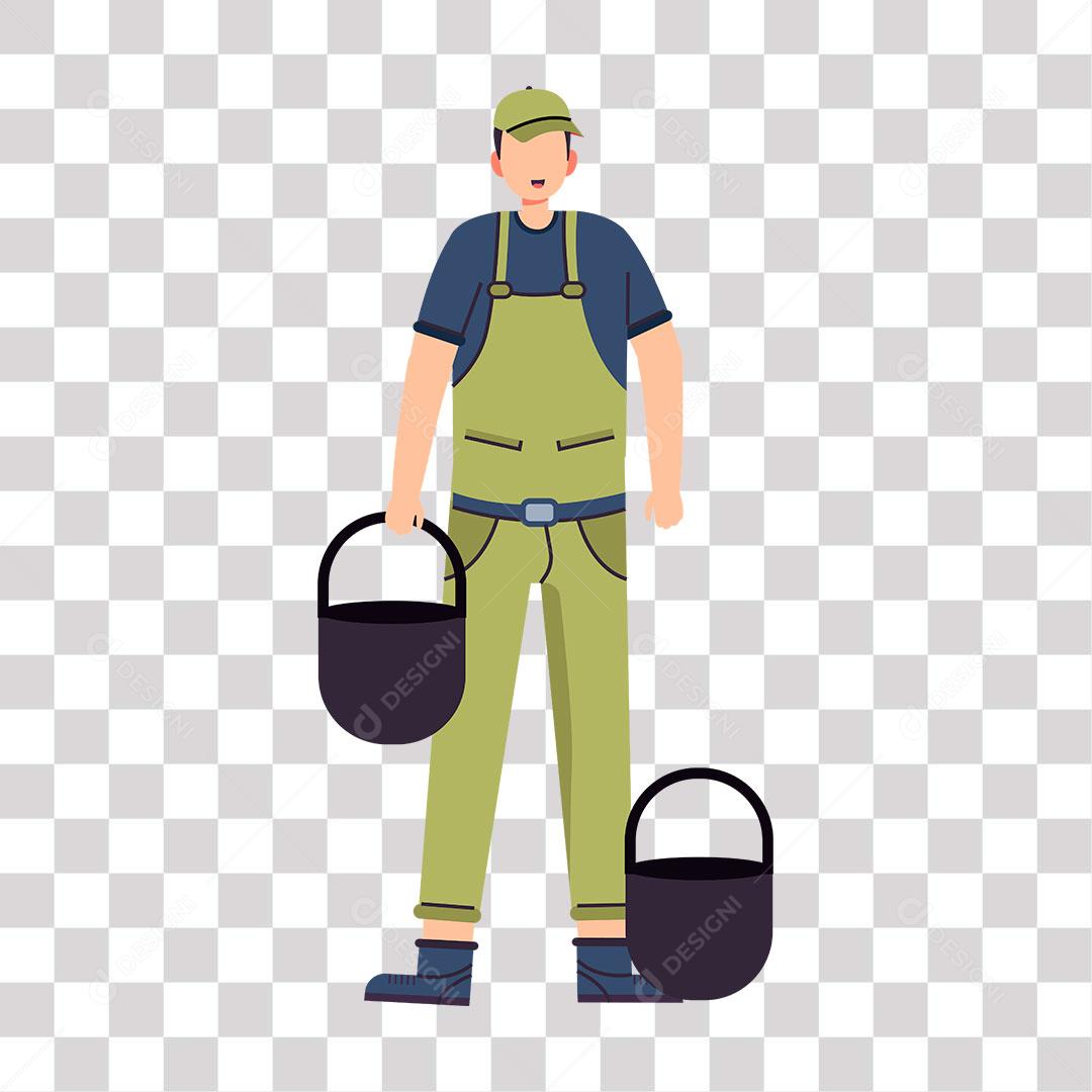 desenho  de homem com baldes