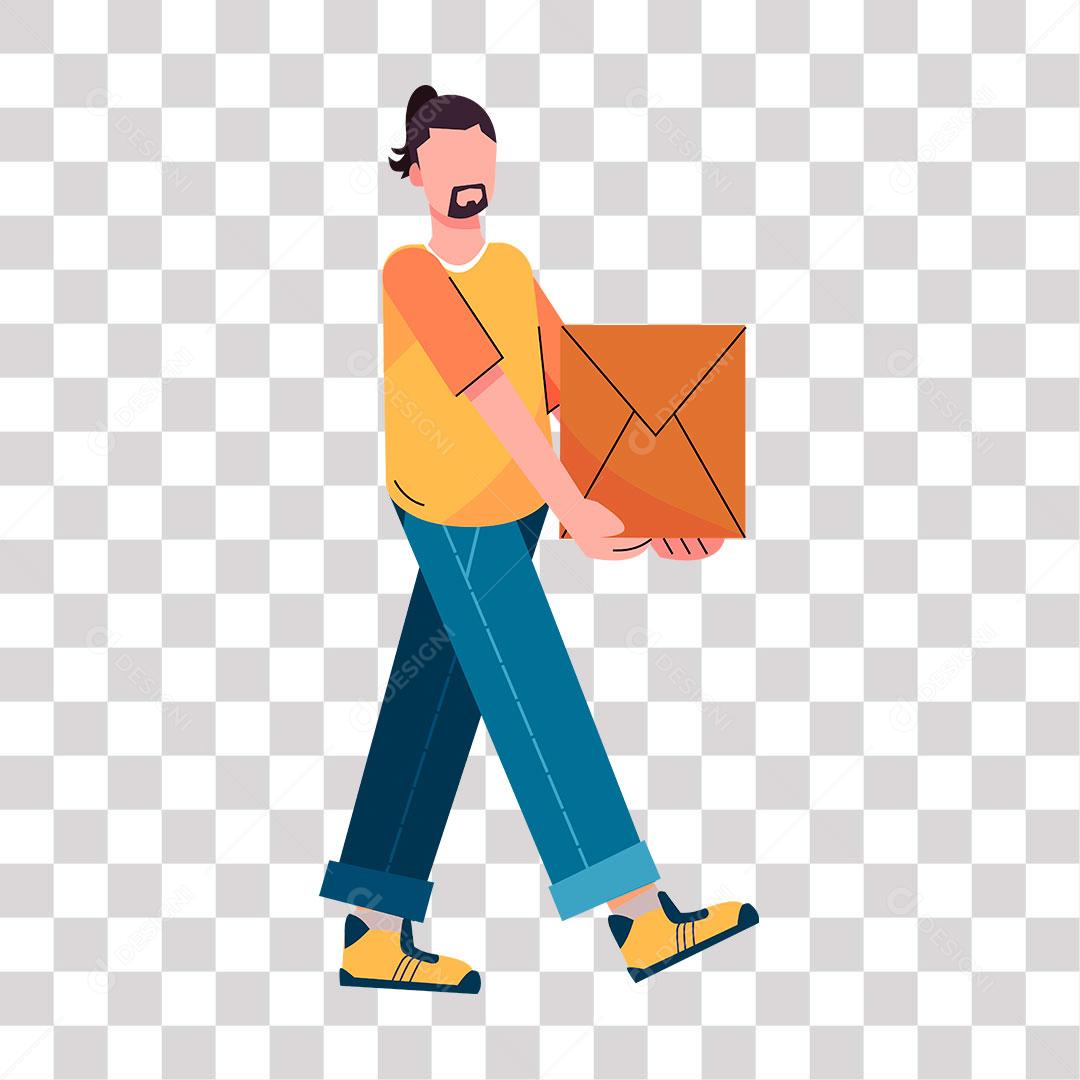 desenho de homem carregando caixa