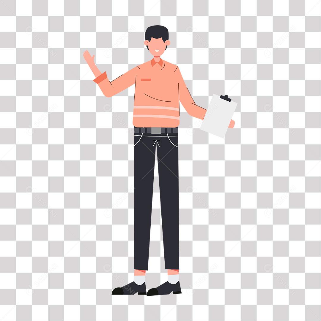 desenho de homem segurando planilha