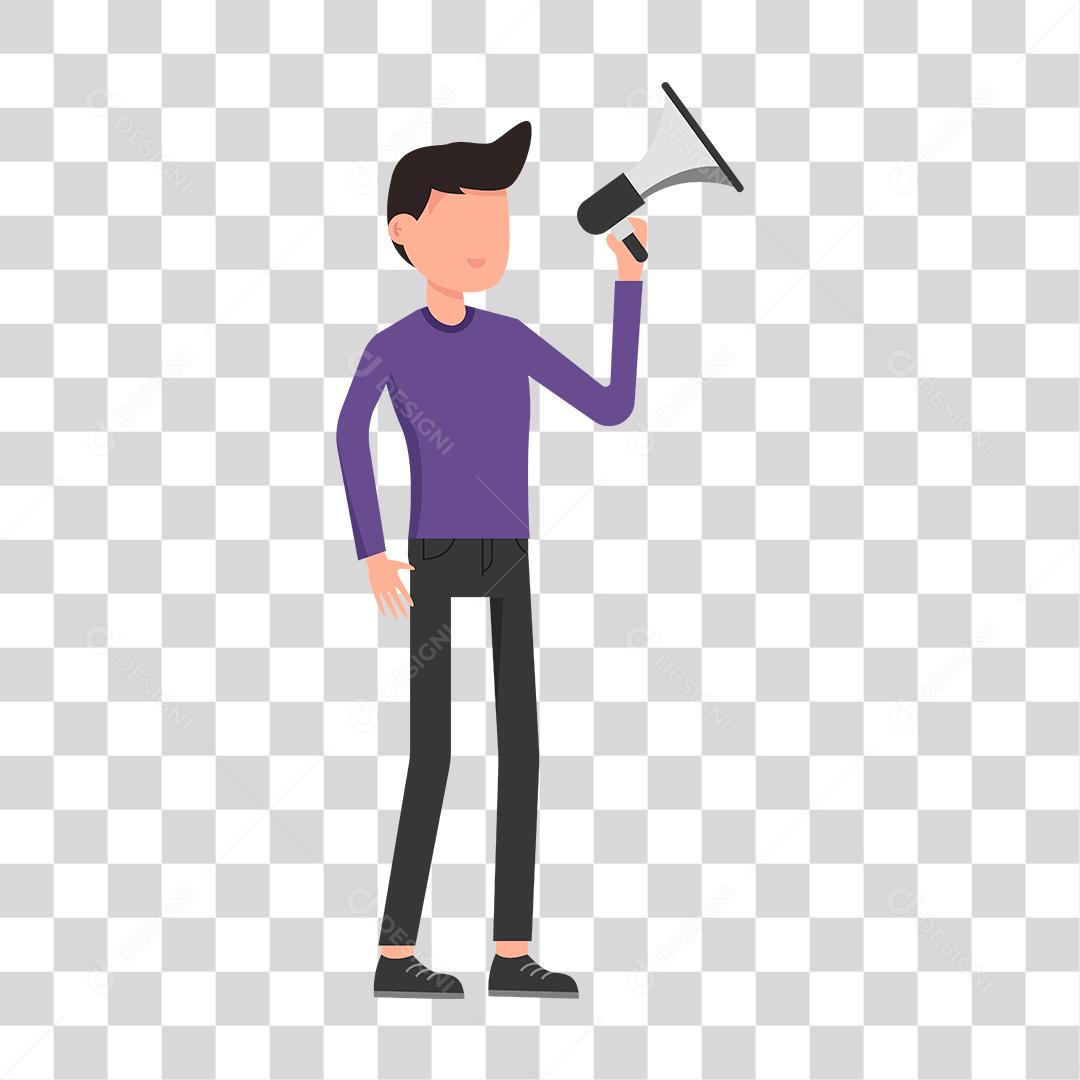 Desenho de homem segurando megafone