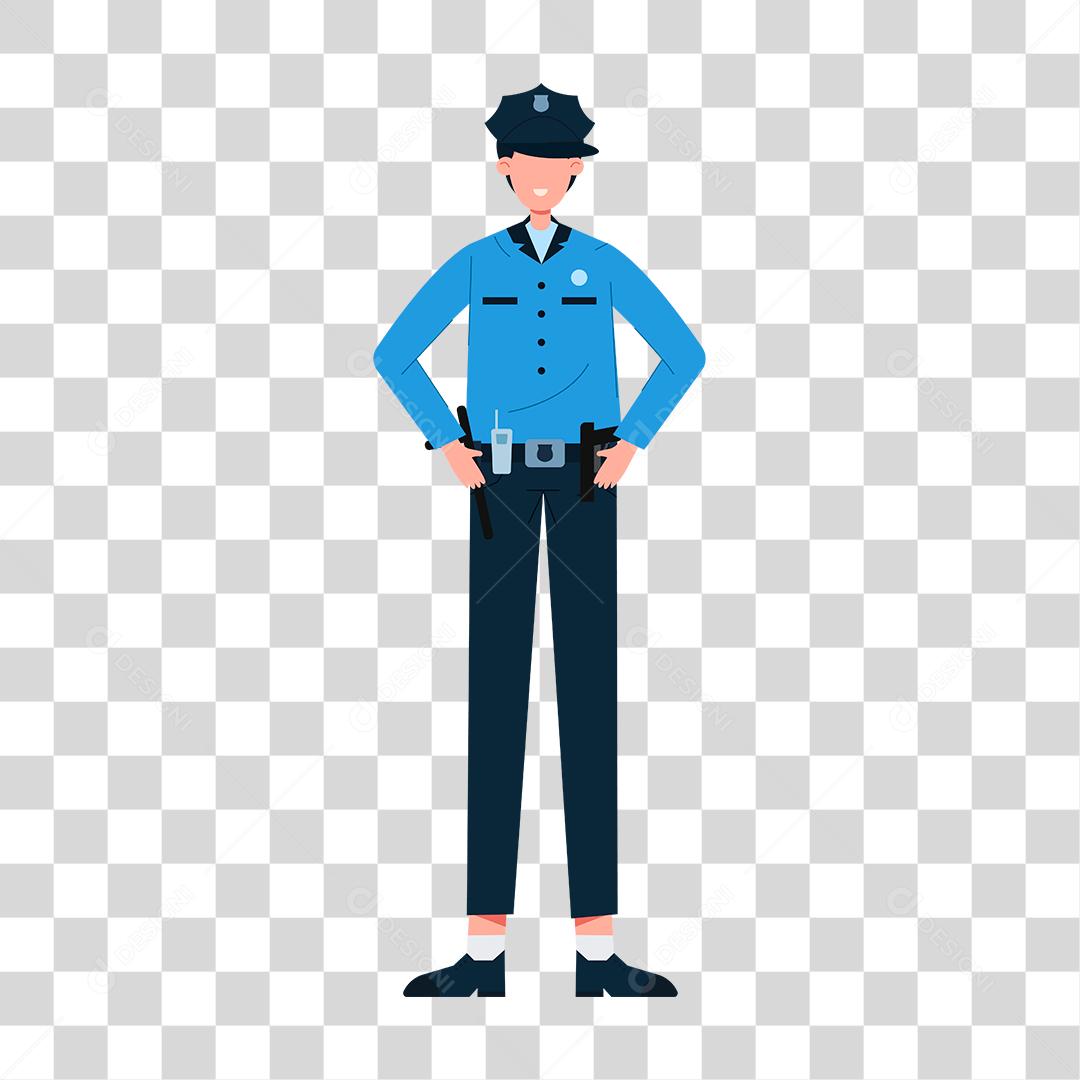 Desenho de policial fazendo seu trabalho